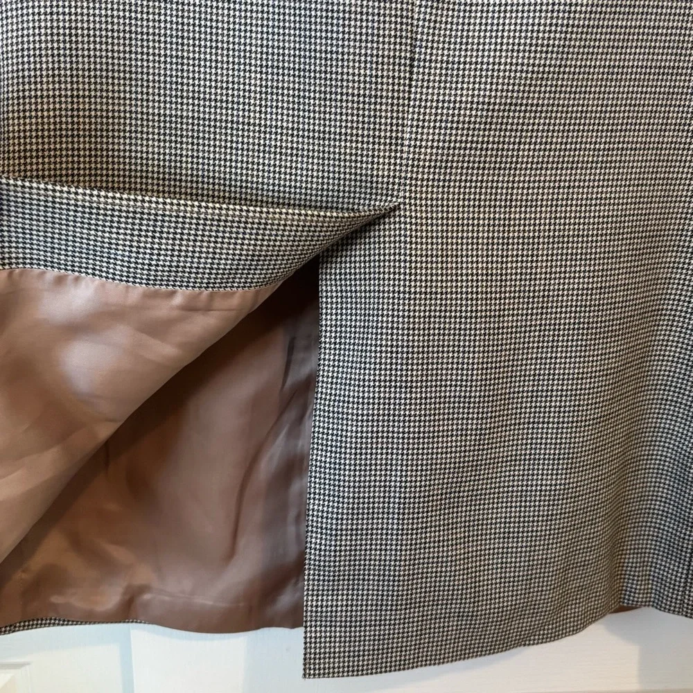 Lauren Ralph Lauren Blazer Jacket Men 46R Brown Houndstooth Wool Single Breasted